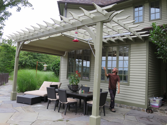 Attached post and beam pergola