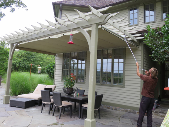 Attached post and beam pergola