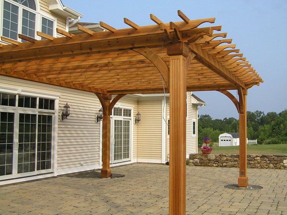 A large cedar pergola