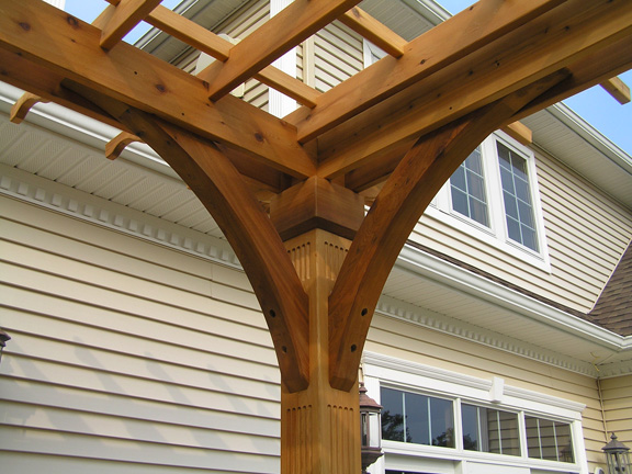 A large cedar pergola