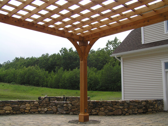 A large cedar pergola