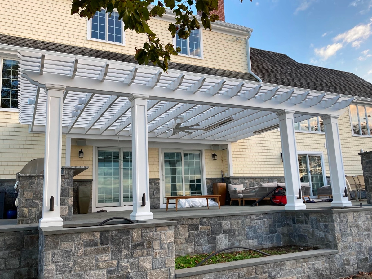 Outdoor Kitchen fiberglass pergola in Connecticut