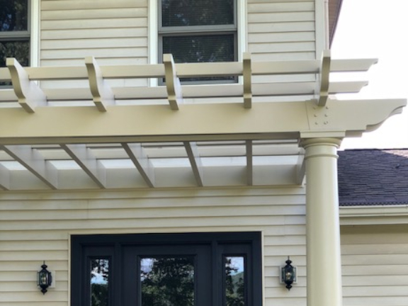 Attached fiberglass pergola